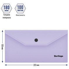 Папка-конверт на кнопке Berlingo Instinct (C6, 180мкм, пластик) лаванда (AKk_06507), 5шт.
