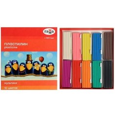 Пластилин 10 цветов 200 г, "Гамма" "Мультики" со стеком Gamma