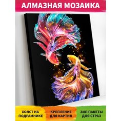 Алмазная мозаика на подрамнике 40х50 см "Рыбы как инь янь" Happy art