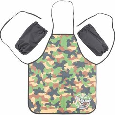 Фартук с нарукавниками №1 School "Military", хаки, черный, 535х445 мм (ФН 41-20)