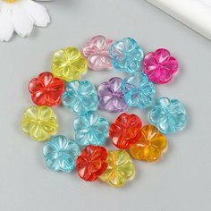 Бусины для творчества пластик "Незабудки" прозрачные цветные набор 25 гр 0,5х1,9х1,9 см Арт Узор