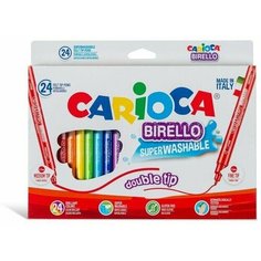 Фломастеры двусторонние 24 цвета, Birello 2.6/4.7 мм, в картонной коробке Нет бренда
