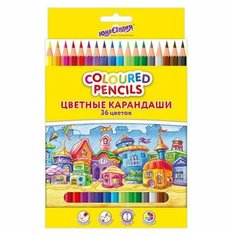 Карандаши цветные юнландия "домики", 36 цветов, классические, грифель мягкий 3 мм, 181839