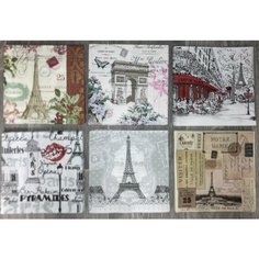 Салфетки для декупажа трехслойные (декупажная карта) 33х33 см Набор Города и Страны №5 Париж, Париж Нет бренда