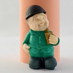 Силиконовая форма для мыла Солдат с флягой 3D, для свечей гипса 1шт 8 х 4,5 х 3,5см Нет бренда