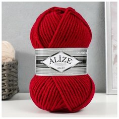 Пряжа "Superlana Maxi" 75% акрил, 25% шерсть 100м/100гр (390 т. красный) Alize