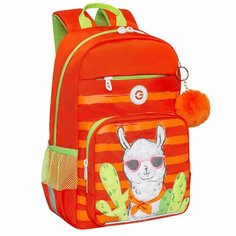 Рюкзак школьный для девочки подростка, с ортопедической спинкой, для средней школы, GRIZZLY, (оранжевый)
