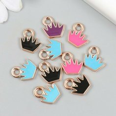 Декор для творчества пластик под металл "Корона яркая" микс набор 10 шт 0,2х1,5х1,5 см Арт Узор