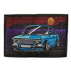 Нашивка, шеврон, патч (patch) ВАЗ 2106 на фоне ретровейв аниме, размер 14*9,3 см Нет бренда