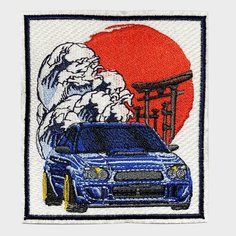 Нашивка, шеврон, патч (patch) Subaru Impreza WRX STi на фоне ворот Тории аниме, размер 11*10 см Нет бренда