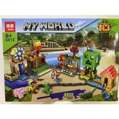 Конструктор LEDUO Minecraft My World 6018 Деревня на берегу реки 4в1, 4 набора /