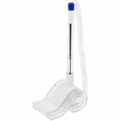 Ручка шариковая настольная 6 шт OfficeSpace синяя, 0,7 мм, прозрачный корпус, белая подставка, европодвес Спейс