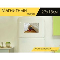 Магнитный пазл "Мягкая игрушка, плюшевый медведь, детские игрушки" на холодильник 27 x 18 см. Lots Prints