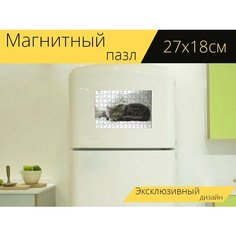 Магнитный пазл "Кошка, домашний питомец, животное" на холодильник 27 x 18 см. Lots Prints