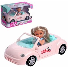 Кукла малышка Lyna в путешествии с машиной, питомцем и аксессуарами, Микс Denco Store