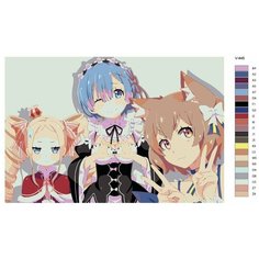 Картина по номерам V-448 "Аниме RE: ZERO (РЕ зеро). Рем и Феликс Аргайл. Rem и Felix Argail", 60x90 см Brushes Paints