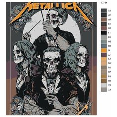 Картина по номерам X-734 "Рок-группа Metallica" 40х50 Brushes Paints
