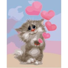 Картина по номерам "Любящий котик" 40x50, холст на подрамнике. Живопись, рисование, раскраска для детей, животные, котик, кошка Colibri