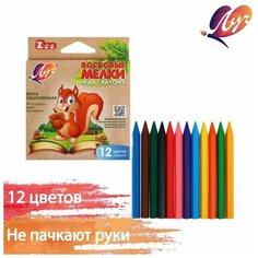 Мелки восковые 12 цветов ZOO, шестигранные Луч