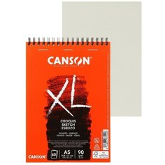 Альбом на спирали для графики CANSON XL Croquis, 14.8 х 21 см, 60 листов, легкое зерно, Слоновая кость, 90 г/м2