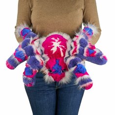 Мягкая игрушка большой паук птицеед из меха низ из кролика рекс и песца розово-синий Holich Toys