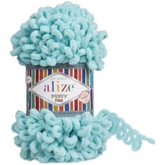 Пряжа Alize Puffy fine бирюзовый (263), 100%микрополиэстер, 14,5м, 100г, 5шт