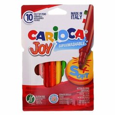 Фломастеры 10 цветов Carioca Joy, 2.6 мм, смываемые, увеличенный ресурс, суперяркие, европодвес