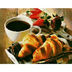 Алмазная мозаика квадратные стразы круассаны, розы, 40*50 "натюрморт пирожное , кекс, ягоды, смородина, клубника, гранат"полевые цветы, букет. Осень Kakadu