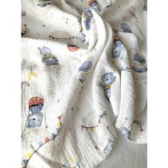 1 метр. Муслин двухслойный жатый. Хлопок 100%, отрез 100*140 см. Детская расцветка. Мишки на воздушном шаре. Ткань для шитья и рукоделия. Нет бренда
