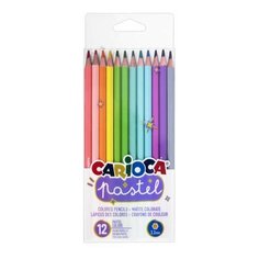 Карандаши цветные пастельные CARIOCA "Pastel" 12 цветов шестигранные заточенные ПВХ чехол, 2 шт