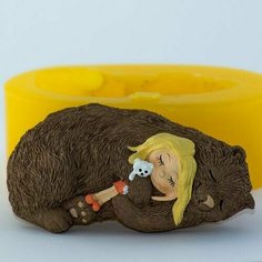 Силиконовая форма для мыла Девочка и медведь 3D, для свечей, гипса 1шт 8 х 5 х 3 см Нет бренда