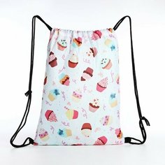 Мешок для обуви Пирожные, 32*0,5*40 см, отд на шнурке, белый Мастер