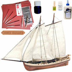 Баркас BOUNTY, модель парусного корабля OcCre (Испания), М. 1:24, подарочный набор для сборки + инструменты, краски, лак и клей Ocio Creativo