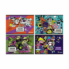 Альбом для рисования 16л, А4, на скрепке BG "Монстр-пати", 16 штук, 344706 БиДжи