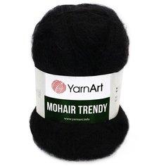 Пряжа для вязания YarnArt Mohair Trendy (ЯрнАрт Мохер Тренди) - 2 мотка, 102 черный, полушерсть пушистая, 50% акрил, 50% мохер, 220м/100г