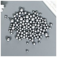 Декор для творчества пластик "Шарики. Матовое серебро" d-3-8 мм, набор 10 гр (1 шт.) Pro Market