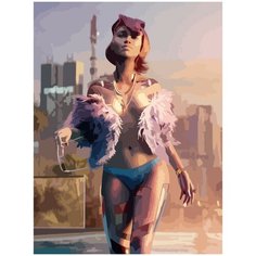 Картина по номерам на холсте киберпанк cyberpunk 2077 городской пейзаж будущего - 2110 30X40