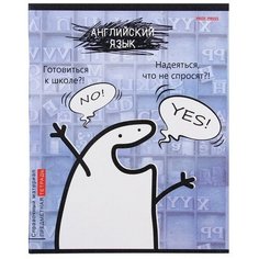 Тетрадь предметная 48 листов в клетку Школьные мемасики "Английский язык", обложка мелованный картон, тиснение холст, блок офсет Проф Пресс