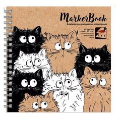Альбом для рисования маркерами "Котики" 40 листов обложка полноцветная печать, гребень Феникс