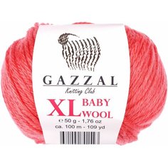 Пряжа Gazzal Baby Wool XL коралловый (819), 40%шерсть мериноса/20%кашемирПА/40%акрил, 100м, 50г, 2шт