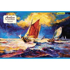 Альбом для рисования Silwerhof 485728 40л. A4 Парусники 2диз. картон скрепка 5 шт.