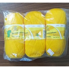 Пряжа Камтекс Детская забава, 20% микрофибра, 80 % акрил, 50 г, 140 м, уп 3 шт, 104 желтый