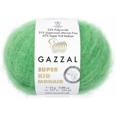Пряжа Gazzal Super Kid Mohair зеленое яблоко (64427), 31%меринос/47%супер кид мохер/22%полиамид, 237м, 25г, 2шт