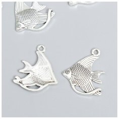 Декор для творчества металл "Рыба клоун" серебро набор 12 шт 2,5х3 см Арт Узор