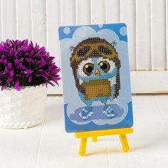 Алмазная вышивка с частичным заполнением «Сова в шлеме», с подставкой, размер картины: 21 × 25 см No Brand