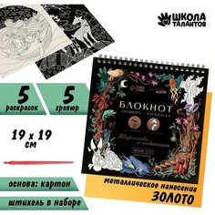 Блокнот гравюра-раскраска 19х19см «Воображение» Школа талантов