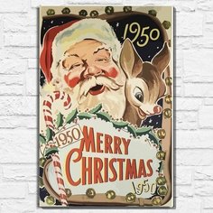 Картина по номерам на холсте новый год рождество (с новым годом, дед мороз, санта, винтаж, олень) - 13101 40х60 Бруталити