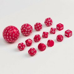 Время игры Набор кубиков для D&D (Dungeons and Dragons, ДнД) "Время игры", серия: D&D, 15 шт, красные