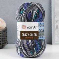 Пряжа "Crazy color" 25% шерсть, 75% акрил 260м/100гр (181 бир-синий) Yarn Art