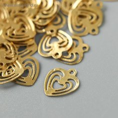 Декор для творчества металл "Тройное сердце" золото набор 200 шт 0,8х0,8 см Арт Узор